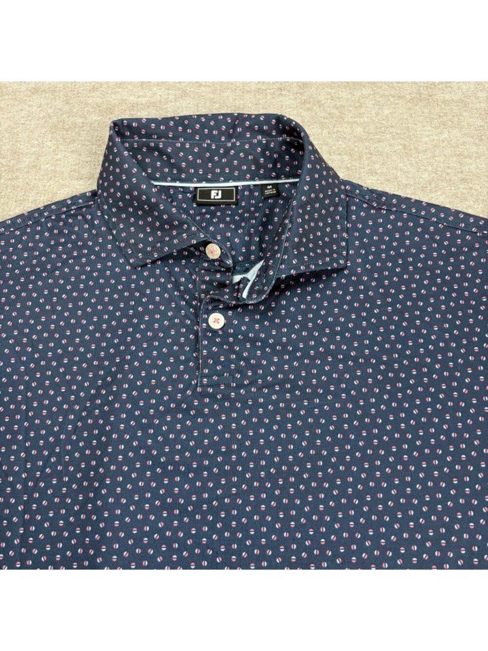 Footjoy Polo Shirt Medium Blue Polka Do Performance Waverly Woods